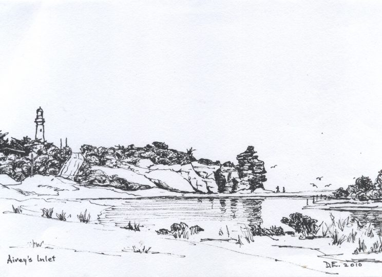 Aireys Inlet Lighthouse pen and ink sketch