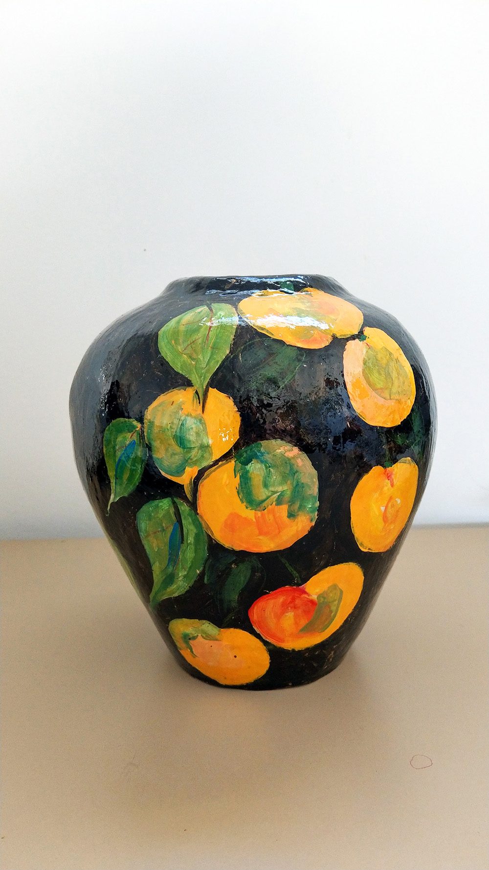 Paper mache painted vase