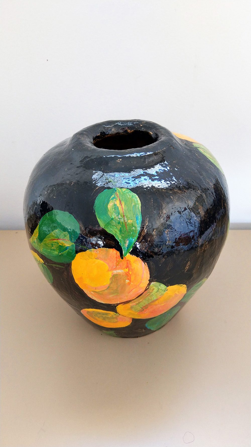 Paper mache painted vase