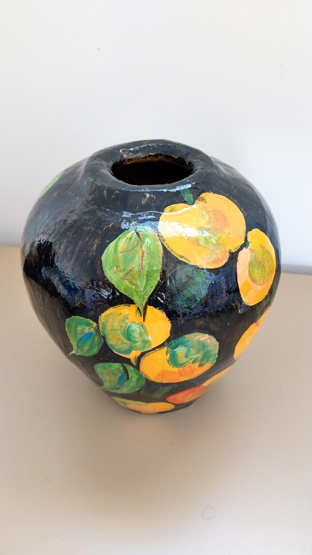 Paper mache painted vase