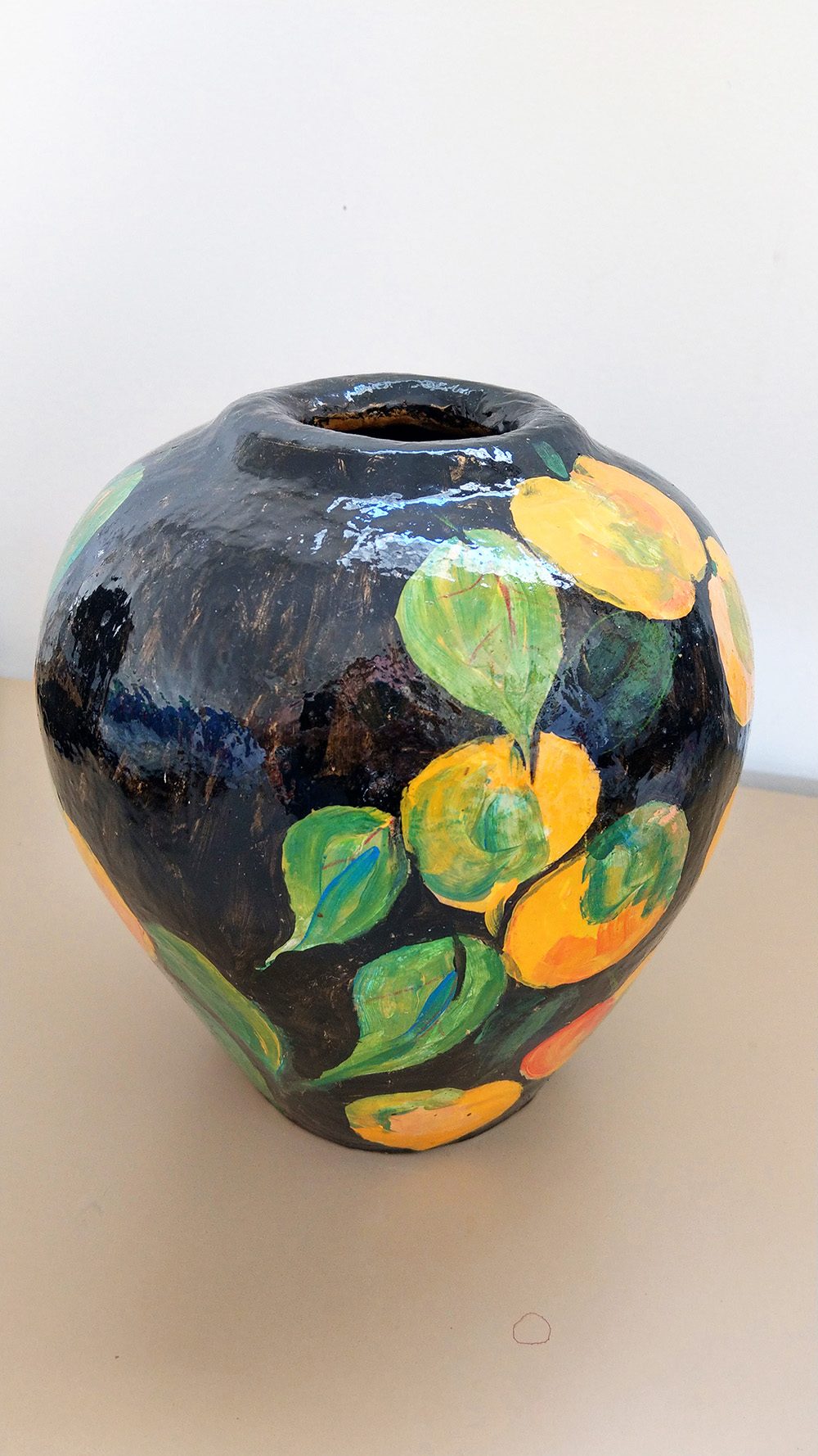 Paper mache painted vase