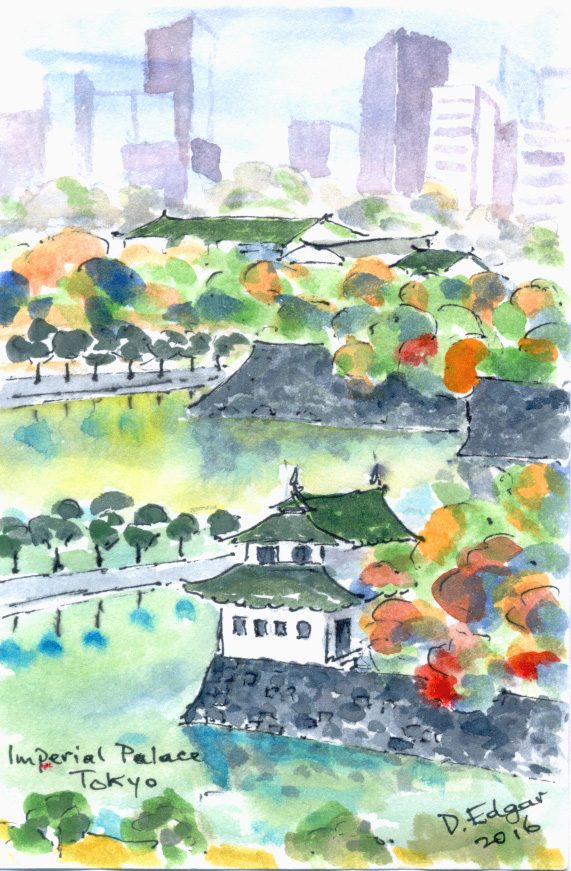 Imperial Palace Japan Watercolor